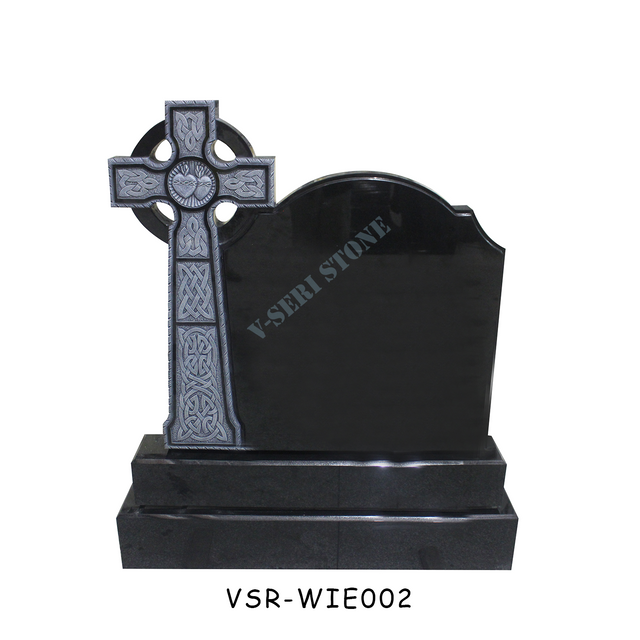 永続的な追悼のためのエレガントな十字型の黒御影石記念碑