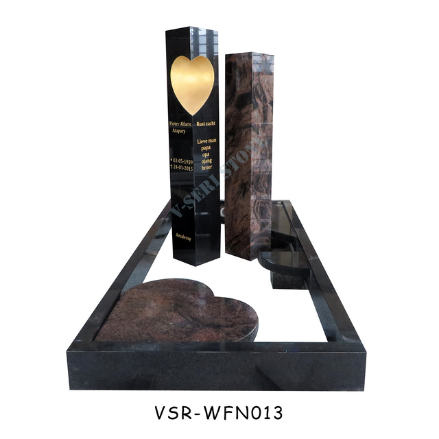 フランス パーソナライズされた記念碑 花崗岩の墓石 ハート型デザインの墓石