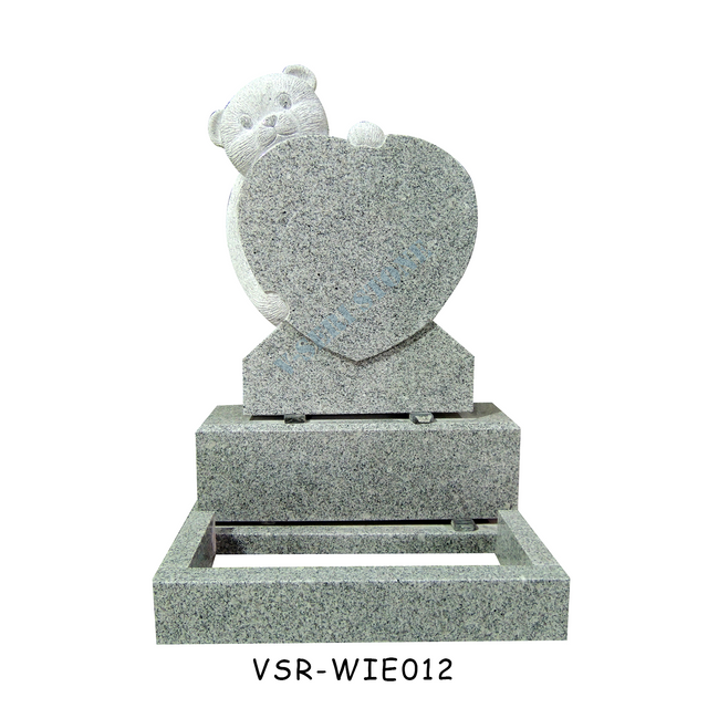 クマとハートのシンボルが付いた子供花崗岩の墓石記念碑